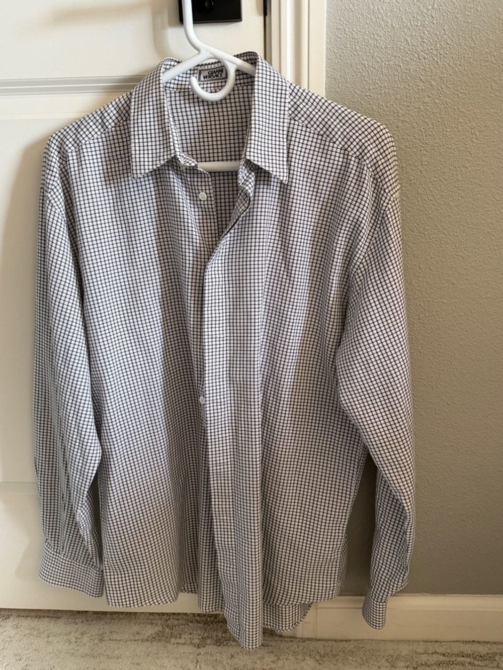 Versace Black and White Micro-Check Dress Shirt